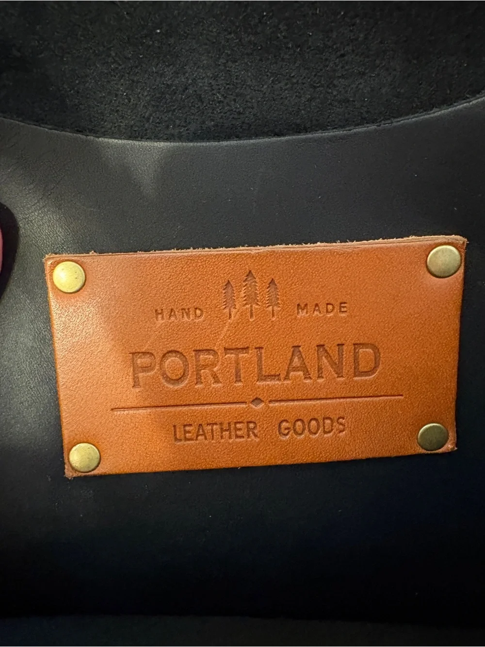 Portland Leather Black Tote with Brown Handles